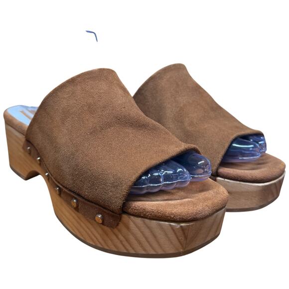 DOLCE VITA Dorando Women's 7.5 Clog Cognac Open Toe Platform Gold Studs - Picture 7 of 13